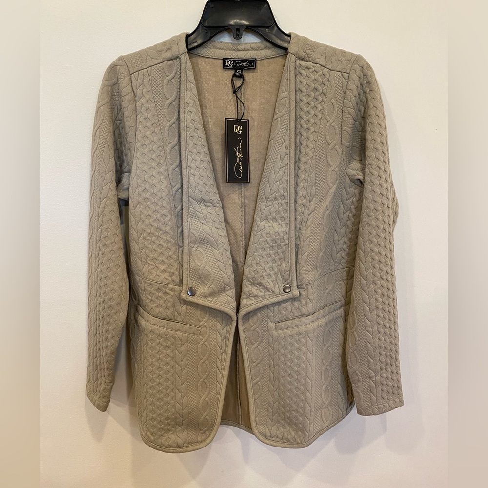 DG2 By Diane Gilman Cardigan Tan Textured Long Sleeve Jacket MB2